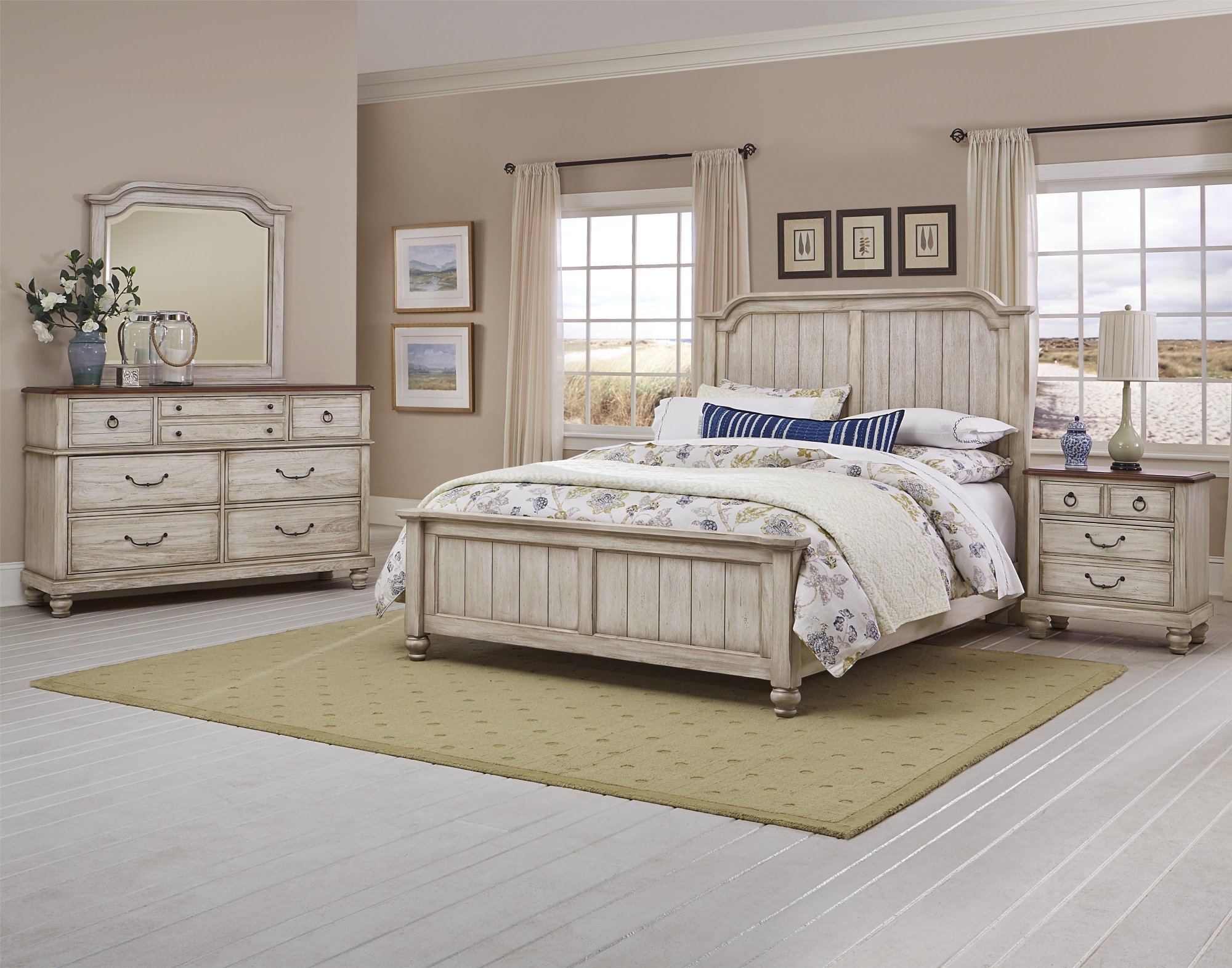 2006 older model bassett white bedroom furniture set